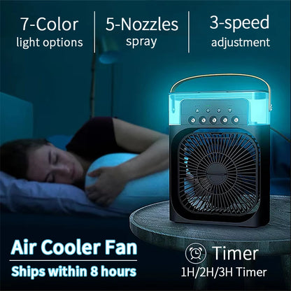Transform Your Environment with Our Versatile 3-in-1 Mini Air Cooler: Fan, Humidifier, and LED Night Light